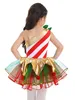 Dancewear crianças meninas elf vestido de natal lantejoulas listras carnaval festival santa cosplay traje ballet collant tutu vestido bailarina 231124
