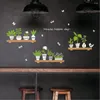 壁ステッカー植物ポットショップガラスドアカフェ装飾デカール壁紙