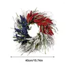 Decorative Flowers 4th Of July Wreath Patriotic Decorations Handmade Multi-colored Wreaths For Front Door