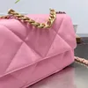 7A Top Luksusowa damska torebka z owczej skóry Projektant torby na jedno ramię Crossbody -19 Torba ze złotą klamrą Zapięcie na wzór diamentu Gruby łańcuszek o dużej pojemności