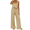 Women's Tracksuits Cotton And Linen Women's Tank Top Sleeveless Pants Loose Fitting Fashion Set