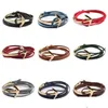 Charm Armbands fartyg Anchor Armband Mtilayer Wrap Leather Chain Armband för kvinnor Män Fashion Bangle smycken Drop Delivery Smycken DHY4P