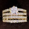 Bant Halkaları Huitan Modaya Gönül Set Set Halkası Tüm Bled CZ Stone Lüks Kadın Düğün Nişan Yüzüğü 2 PCS Set Mücevher Doğrudan Nakliye J240429
