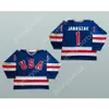 Niestandardowy Steve Janaszak 1980 Miracle on Ice Team USA 1 Jersey hokeja Nowa najlepsza ed S-M-L-xl-xxl-3xl-4xl-5xl-6xl