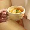 Tassen GIANXI Keramik Hand eingeklemmt Unregelmäßige Blume Sculpt Kaffeetassen Ins Koreanische Stil Haferflocken Frühstück Tasse Drinkware 231123