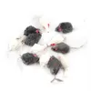 Kedi oyuncakları 12 adet yanlış fare evcil hayvan uzun saçlı kuyruk fareleri çıngıraklı yumuşak gerçek kürk gıcırtılı toy239o