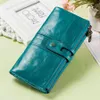 Classic Wallets Contact Genuine Leather Women Feminino Moeda Fêmea Pursa Long Walet Zipper Cartera Mujer Pão bolso de bolso Lady335L