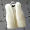 Gilet da donna invernale femminile gilet di pelliccia di volpe cappotto caldo bianco nero grigio giacca di grandi dimensioni 2XL senza maniche 231123