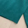 Kvinnors tröjor Autumn och vintern Simple Fluffy Jungle Green Wool Blended Round Neck Sweater Pullover