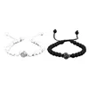 Orecchini pendenti Braccialetti per amanti Coppia Bracciale con proiezione di perline bianche e nere Pietra turchese per regalo di compleanno