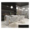 Móveis comerciais atacado luxo vidro branco prego mesa de manicure com lâmpada de escape rosa equipamento de salão de beleza gota deliv dh1cd