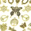 Colares pendentes 2 conjuntos 50 tipos de pingentes de liga dourada Conjunto misto para pulseiras DIY Componentes Acessórios de jóias Supplies