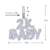 New Designer 2k Baby Letter Charm Pendant Necklace with Rope Chain Hip Hop Women Men Full Paved 5A Cubic Zirconia Birthday Gift Jewelry