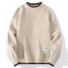 Men's Sweaters 2023 Christmas Sweater Knitting Pullovers Harajuku Stripe Pattern Women Knitted Pullover Rollneck Winter Warm Men