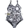 Women Fashion Hollow Swimknot Bowknot Print Suit Desump