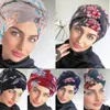 Etniska kläder kvinnor muslimska turban vikande kors knutna hårband halsduk elastisk huvud wrap huvudkläder bandana lady hattar