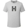 Herr t-shirts sommar shortsleeved tshirt manlig modemärke insätverk röda h brev tryck merceriserad bomull ung tand besättning hals skjorta z0424