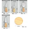 접시 고무 우드 치즈 보드 피자 절단판 4 마리의 나이프 대나무 대나무