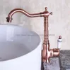 Bathroom Sink Faucets Basin Faucet Antique Red Copper Brass Single Handle Vessel Water Tap Mixer Bnf136