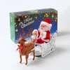 Forniture di giocattoli di Natale Cervo che tira il carrello Musica elettrica Babbo Natale Giocattoli per bambini Regali di Natale Desktop Decorazioni natalizie Decorazioni natalizie 231124