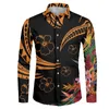 Camisas casuais masculinas Polinésia Tribal Fijian Totem Tattoo Fiji imprime o outono da moda de luxo de luxo de colarinho virado para baixo