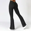 Pantalones activos Leggings acampanados en forma de V cadera Yoga mujeres cintura alta pierna ancha gimnasio Fitness deportes pantalones acampanados pantalones de baile latino