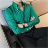 Men's Casual Shirts 2023 Men Spring High Quality Crepe Pressed Business Shirts/Male Slim Fit Dress Plus Size S-3XL