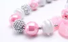 Neue Baby Mädchen klobige Perlenkette mit rosa Schleife süßes Kind Kinder Kaugummi klobige Halskette handgefertigter Schmuck als Geschenk