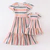 Family Matching Outfits Girlymax Summer Baby Girls Mommy me Boutique Children Clothes Stripe Floral Smocked Milk Silk Dress Kidswear 230424