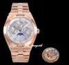 8F Luxury Men's Watch Overseas 4300V Perpetual Calender Watch 41,5mm Cal.1120 Automatisk kedja Up Mechanical Movement Moon Fas Display Day of the Week Gold White