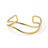 Bracciale Youthway placcato oro 18 carati minimalista linea in acciaio inossidabile onda doppio strato braccialetto aperto fascino data regalo gioielli per le donne