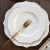 Plates Embossed Ceramic Dinner Plate French Style Steak Pasta Dishes Cake Dessert Fruit Vegetable Salad Tableware