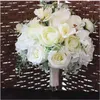 Couronnes de fleurs décoratives artificielles PE blanc Rose mariage tenant des Bouquets mariée Bouquet de mariée fleurs décoratives