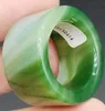 Inner 23.00mm Certified Chinese Natural Green Agate Hand Carved Man Ring