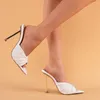 Mules Slippes Women s Peep Toe Slip On Thin High Heel Sandals Pointed Folds Stilettos Big Size Classic Fashion Lady Mule Sandal Fold Stiletto Claic Fahi 589