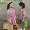 Clothing Sets 2023 Summer Loose Breathable Boutique Clothes Girls Baby Sweet Floral Dress Boys Turn-down Collar Shirt Cotton Shorts Set