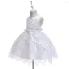 Girl Dresses Baby Dress Children Elegant Flower V-Neck Ball Gown Kids Christening Princess Vestidos Toddler Birthday Baptism