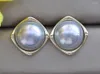 Stud Earrings Z10693 16mm Bamboo-joint Gray South Sea Mabe Shell Pearl Earring CZ