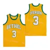 Bethel Hampton Jerseys High School Basketball Allen Iverson 3 Moive College Pour les fans de sport Respirant Équipe Pur Coton HipHop Pull Université Rétro Uniforme