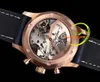 ITF Air Command F388B Cronografo automatico Orologio da uomo AC02-36B40-63B Oro rosa Ceramica Lunetta Quadrante blu Pelle Super Edition Reloj Hombre Montre Homme Puretime A1