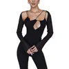 Women's Blouses Chic Sexy Top Flare Long Sleeve Women Blouse Spaghetti Straps Perspective Mesh Bodycon Shirt Front Hollow