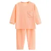 Set di abbigliamento Bambini Ragazzi Ragazze Abiti da notte in puro cotone Set Abbigliamento casual Manica lunga scollo tondo Top con pantaloni elastici in vita