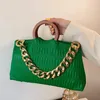 Bolsos de noche Bolso de marca Bolsos de concha de cadena gruesa Bolso cruzado de cuero de PU con mango de madera para mujeres Monederos de fiesta de lujojavascript 231123