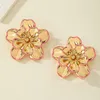 أقراط Hoop Vintage Camellia Flower Stud for Women Party Gift Holiday Fashion Jewelry Ear Accorities E400