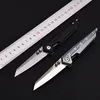 A1909 Pocket Folding Knife 440C Satin Blade Space Aluminum Handle Outdoor Camping Hiking Fishing EDC Knives with Nylon Bag