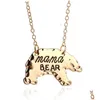 Collane con ciondolo Collana Mama Bear per mamma Collane con ciondolo animali in lega Gioielli di moda Regalo Consegna a goccia Collane di gioielli Penda Dhfnv