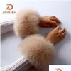 Fingerless Gloves Fingerless Gloves Zdfurs X High Quality Fur Cuffs Wrist Warmer Genuine Cuff Arm Lady Bracelet Real Wristband Drop De Dhpw7