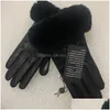 Fingerless Gloves 100% Sheepskin Inside Classic Brand Womens Warm Lined With Cashmere Rabbit Hair Muzzle Drop Delivery Fashion Acces Dhisf