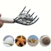 Accessoires de râteau à palourdes à 5 griffes, outil de creusement de fruits de mer, main polyvalente, manche en bois, jardin plage avec filet, fourche, coque de maison