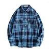 Männer Casual Hemden 2023 Männer Plaid Flanell Hemd Langarm Brust Zwei Taschen Design Mode Gedruckt-Knopf Baumwolle Herbst bluse E82